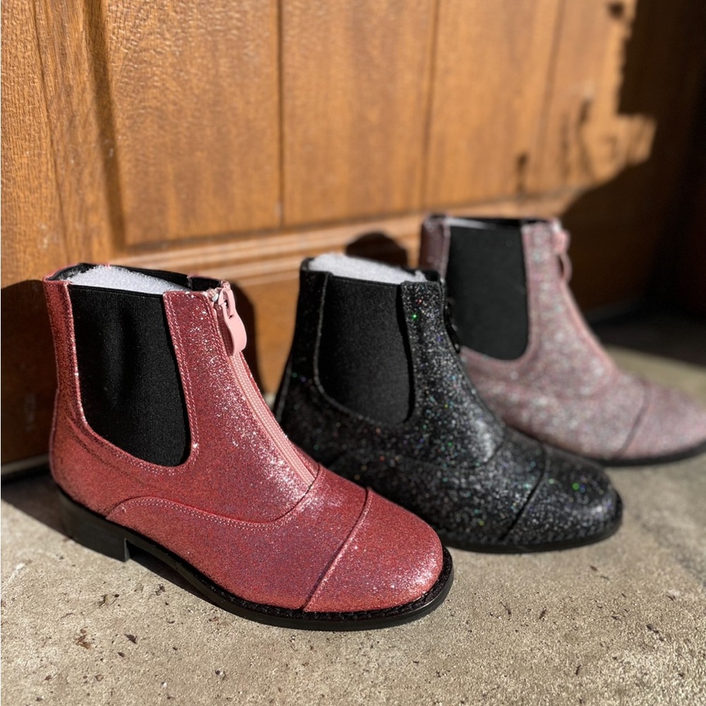 Sparkly Kids Chelsea/paddock  Boots - Pink, Black, multi-color purple - FUN!